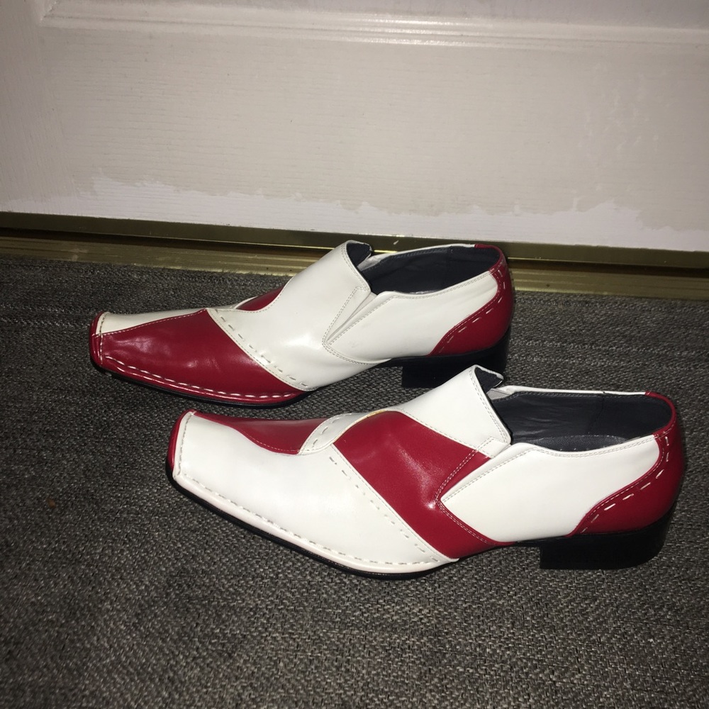 Antonio Zengara Red and White Square Toe Shoes